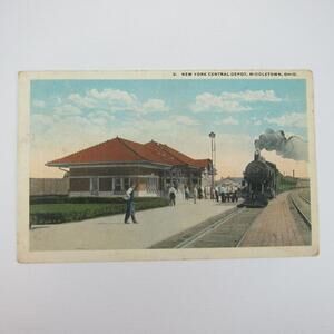 Train Postcard New York Central Depot Middletown Ohio Hamm Toledo Antique 1917